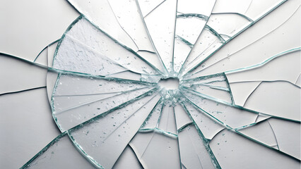 Obraz premium Broken Glass Window with Hole in Glass and Abstract Design Elements