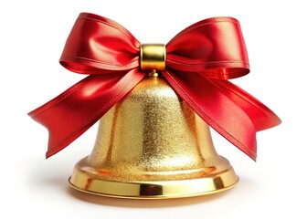 Rule of thirds showcases a festive golden bell, adorned with a red bow.