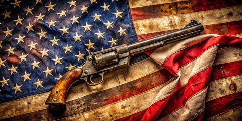 Vintage Firearm on Distressed American Flag: History, Controversy, and National Identity