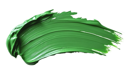 Green paint brush stroke on transparent background