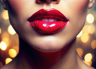 Fototapeta premium Soft-lit close-up: healthy, hydrated lips.