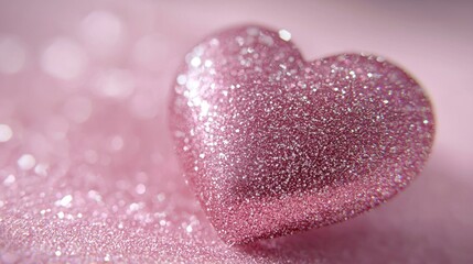 Fototapeta premium Sparkly Heart on Soft Pink Background in Stunning 3D Render