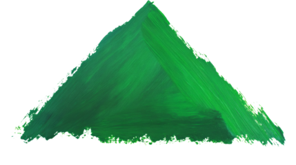 Green pyramid acrylic painting with transparent background
