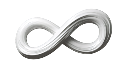 White cream infinity symbol rotating on transparent background