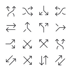 A set of arrows in various orientations and positions
