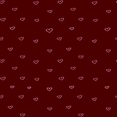 Lots of pink hearts on cherry red background pattern postcard background wallpaper