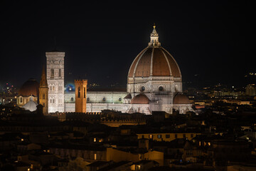 Fototapeta premium Aerial drone photo of the dome and cathedral of Florence in Tuscany, Italy.