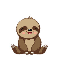 Adorable Happy Sloth Cartoon Illustration