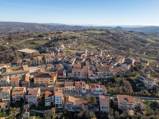 Fototapeta premium Aerial drone photo of the mountain town named Oratino in Campobasso, Italy.