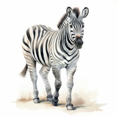 Obraz premium Striking zebra stands gracefully on a sandy surface in a natural setting