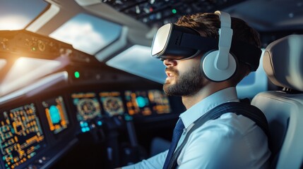 Pilot Using VR for Emergency Landing Training