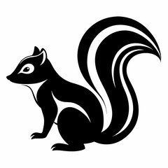 Obraz premium Skunk vector silhouette black design white background