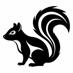 Skunk vector silhouette black design white background