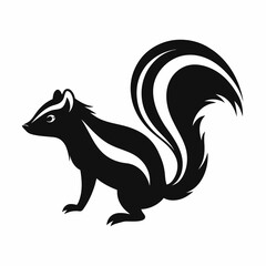 Skunk vector silhouette black design white background