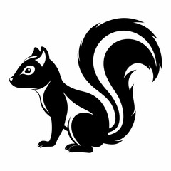Skunk vector silhouette black design white background