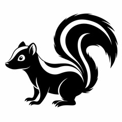 Skunk vector silhouette black design white background