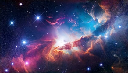 Obraz premium color space backround banner with star nebula und galaxies