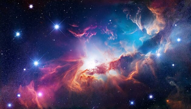 color space backround banner with star nebula und galaxies