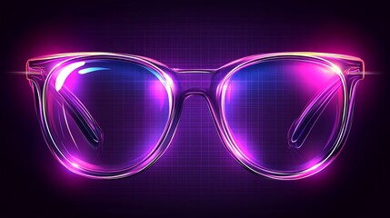 Neon Glowing Round Eyeglasses Fashionable Design