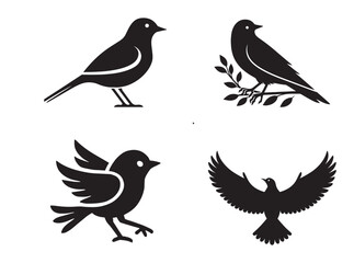Bird silhouette icons Vector Illustrations