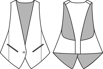 Back detailed waistcoat flat sketch vector