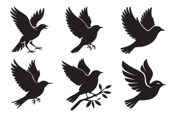 Bird silhouettes vector illustration isolated on white background