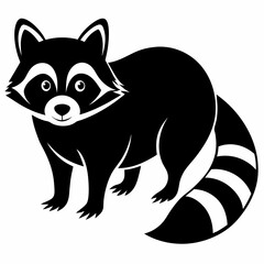 Raccoon vector silhouette black design white background