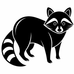 Raccoon vector silhouette black design white background