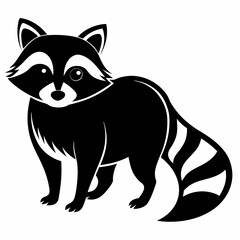 Raccoon vector silhouette black design white background