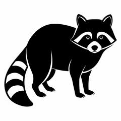 Raccoon vector silhouette black design white background
