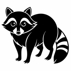 Raccoon vector silhouette black design white background