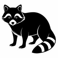 Raccoon vector silhouette black design white background