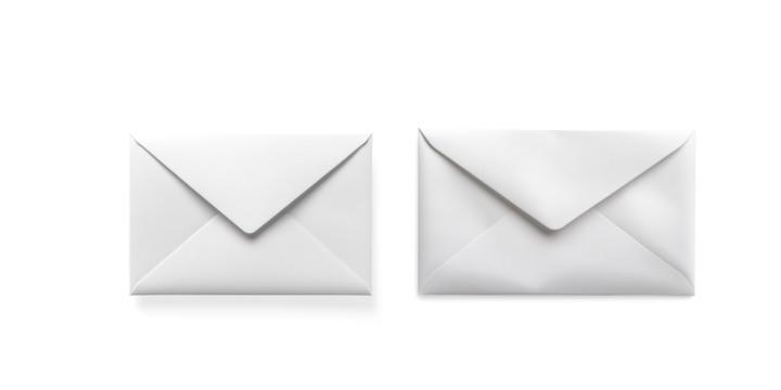 Minimalist White Envelope on a Transparent Background