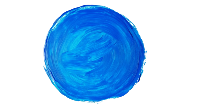 Blue paint brush stroke circle on transparent background