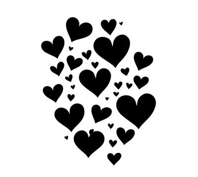heart cluster with multiple sizes in black abstract silhouette decorative design