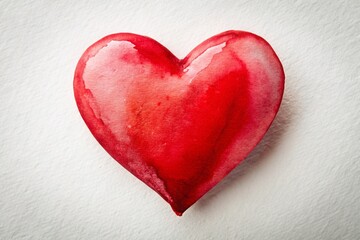 Fototapeta premium Watercolor Red Heart Isolated on White Background - Romantic Love Symbol