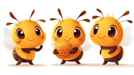 Obraz premium set of cartoon cute bee