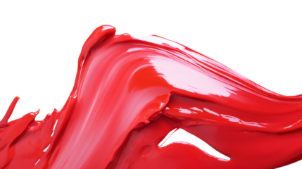 Red paint splashing with transparent background
