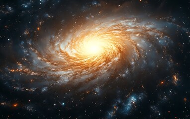 Spiral galaxy swirling in cosmic dust and stars.