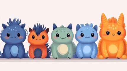 Fototapeta premium set of cute monsters