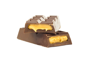 Chocolate bar isolated on white background.