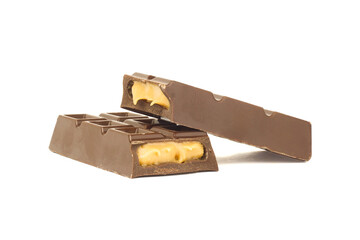 Chocolate bar isolated on white background.