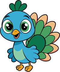 Fototapeta premium Adorable Baby Peacock Cartoon 