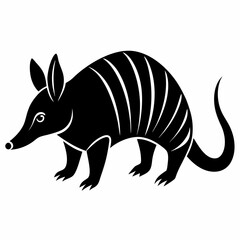 Fototapeta premium Armadillo vector silhouette black design white background