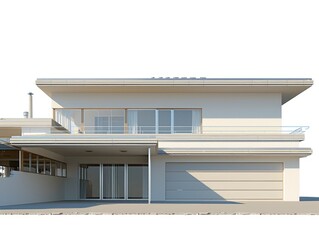 Fototapeta premium Modern house design illustration with clean lines and large windows on white background
