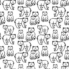 Seamless pattern with cute bears for packaging paper, textile, fabrics