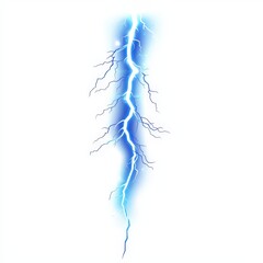 Blue Lightning Bolt Illustration on White Background - Dynamic Energy and Electric Power Design