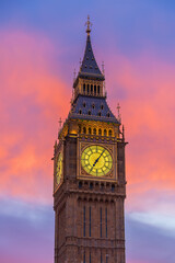 Big Ben tower of Houses of Parliament, Westminster in London