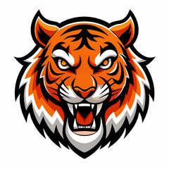 Obraz premium tiger, logo, animal, wild, jungle, fierce, predator, strength, nature, beast, tiger head, mascot, brand, power, jungle animal, fierce logo, wildcat, stripes, tiger symbol, wildlife, big cat, adventure