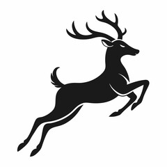 Obraz premium deer, leaping, silhouette, vector, animal, nature, wildlife, jump, illustration, horn, forest, motion, stag, graceful, bounding, shape, design, artwork, running, agility, mammal, wilderness, energetic